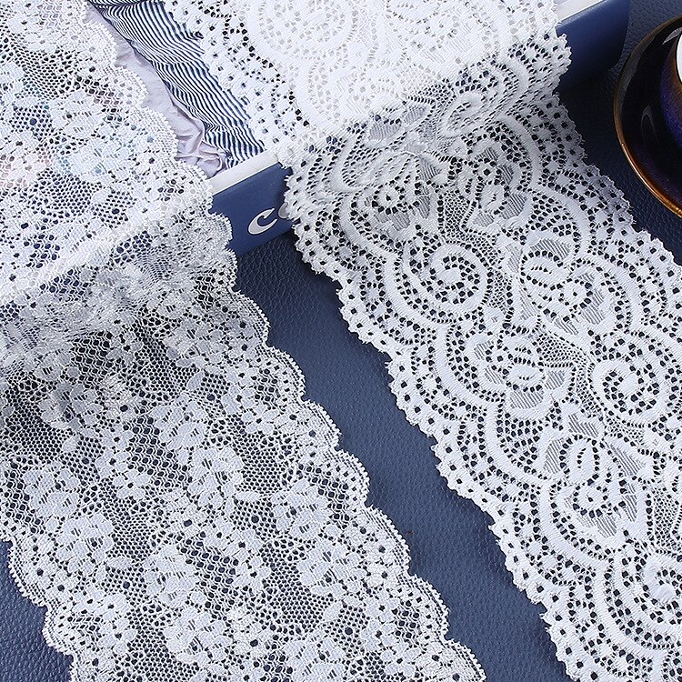Elastic Hollow Lace White Lace Fabric Webbing Decoration Packing Material Bilateral Elastic Underwear Clothing Acces